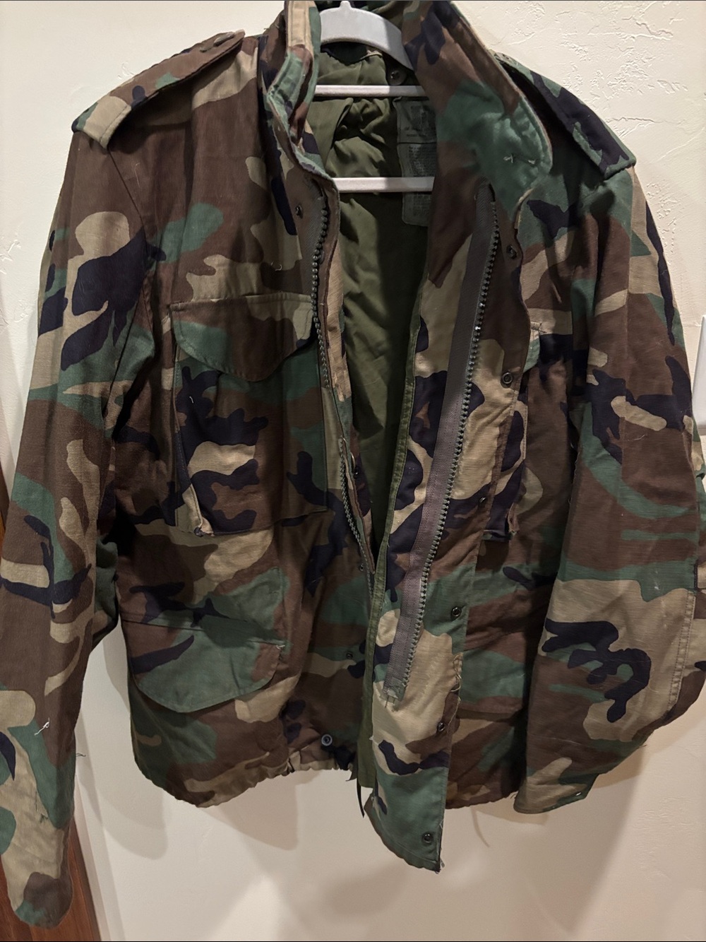 vintage military Woodland Camouflage Military Jacket - Green/Brown/Black